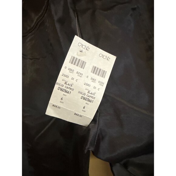 Vintage Cache Black Solid Capri Pants Size 6 Made In USA With Button Detailing & - Picture 5 of 7